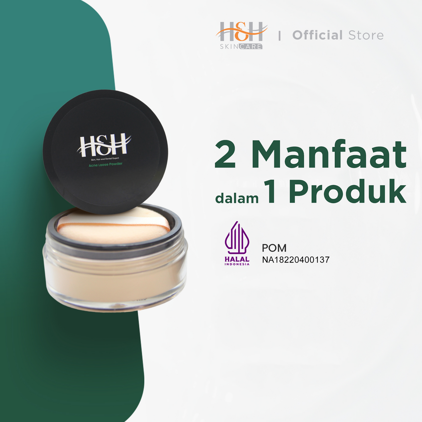 H&H Loose Powder ( bedak tabur atasi kusam dan jerawat ), Oil Control and Lightening Loose Powder