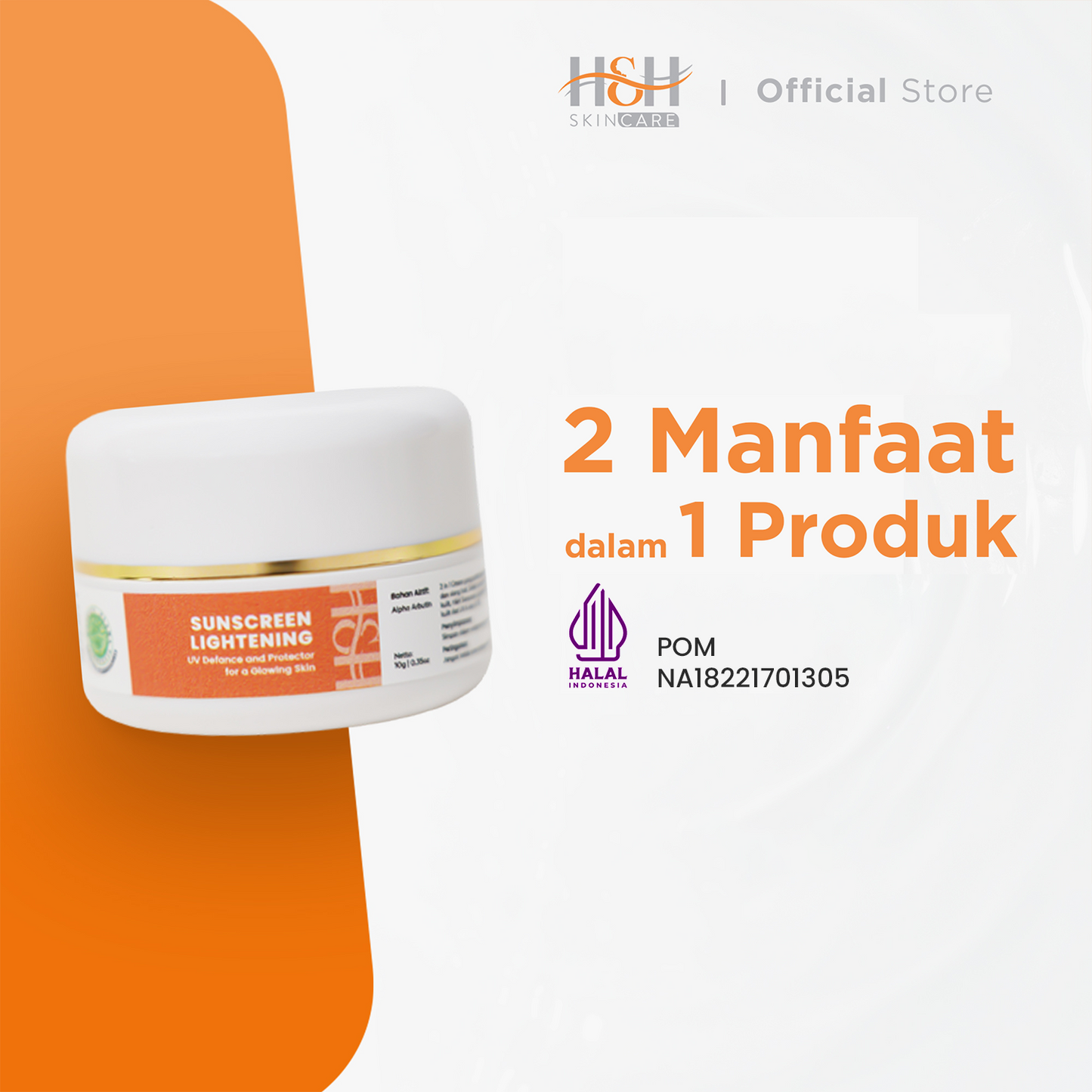 H&H Sunscreen Lightening, UV Defender sekaligus Mencerahkan kulit. SPF 30 PA++++