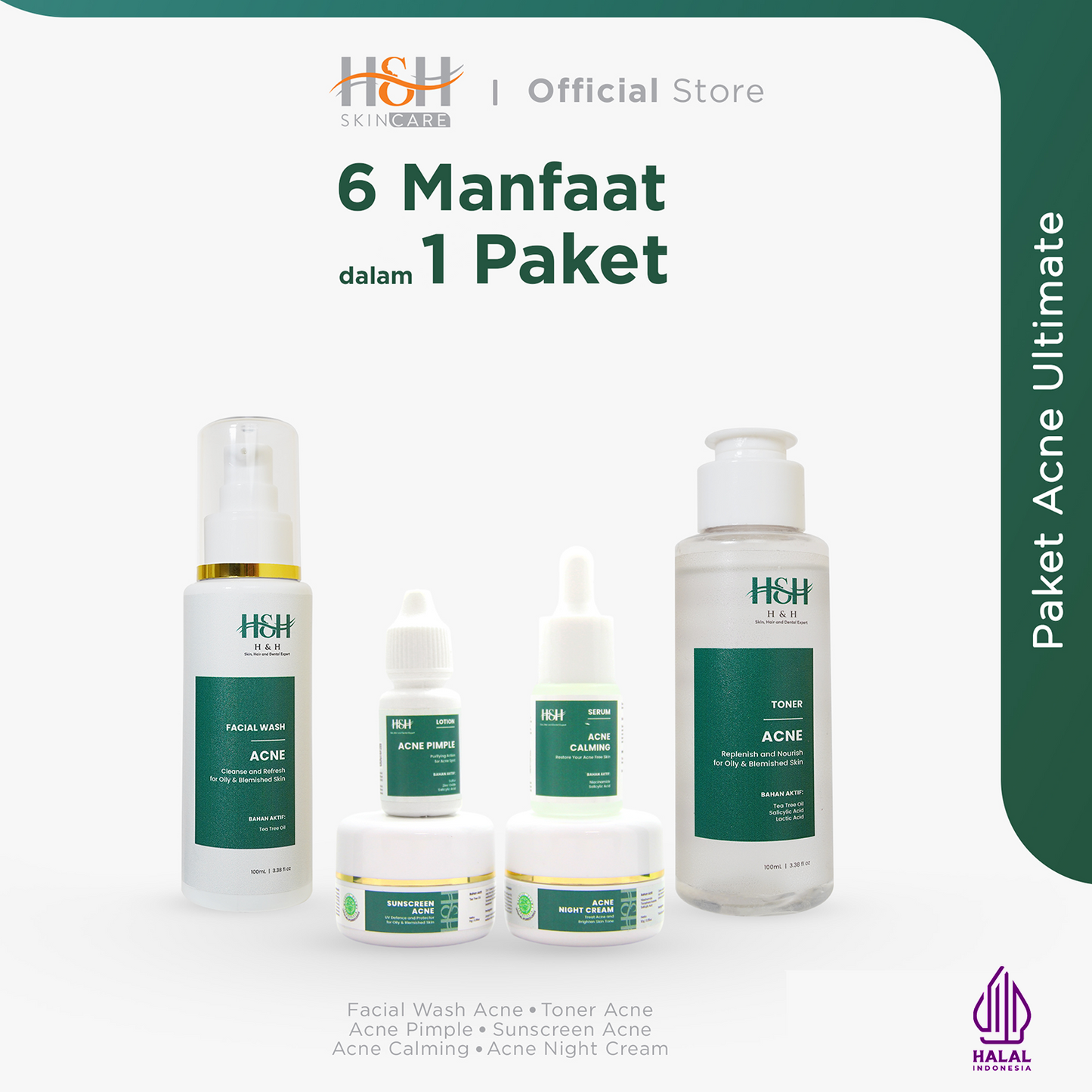 H&H Paket Acne Ultimate, ATASI JERAWAT DAN BEKAS JERAWAT MERAH