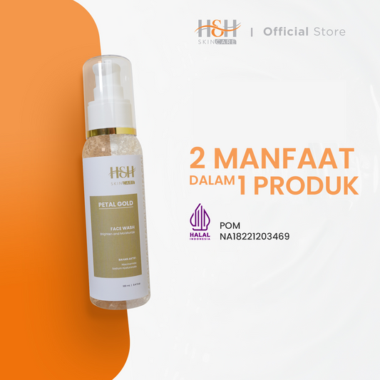 H&H Facial Wash Gold Petal ( Sabun untuk Kulit Sensitive ), 24K PETAL GOLD MENCERAHKAN DAN MELEMBABKAN LEBIH MAKSIMAL