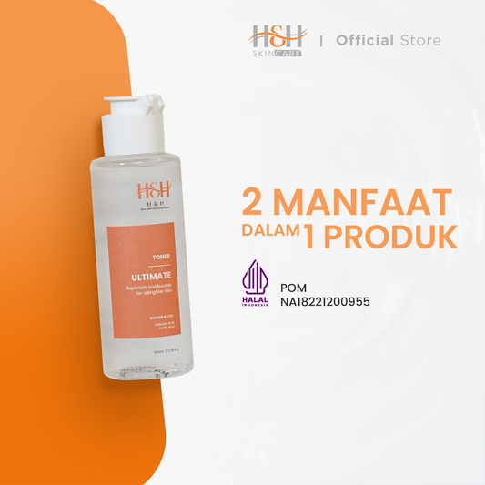 H&H Toner Brightening Ultimate ( Toner Exfoliate ) Exfoliatong Toner 3x Mencerahkan Lebih Cepat