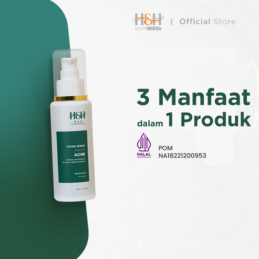 H&H FACIAL WASH ACNE ( Sabun Jerawat ), 3 in 1 Facial wash, anti acne, anti bacterial and oil control