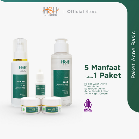H&H Paket Acne Basic, 5 IN 1 ATASI JERAWAT DAN BERUNTUS SECARA EFEKTIF