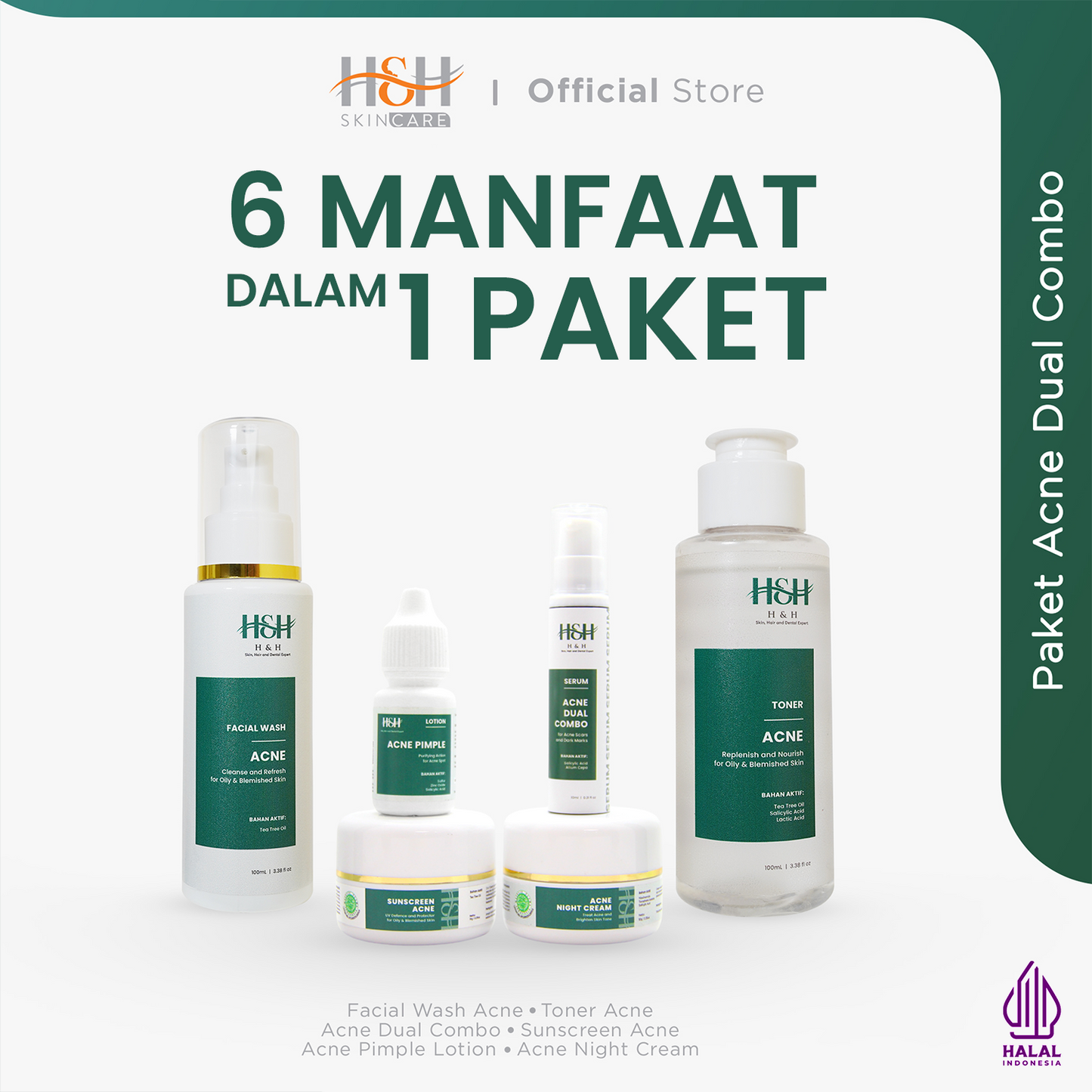H&H Paket Acne Dual Combo, ATASI JERAWAT BARU DAN BEKAS JERAWAT HITAM !